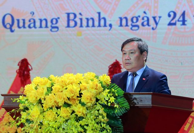 Bí thư Tỉnh uỷ Quảng Bình Vũ Đại Thắng đọc diễn văn tại lễ kỷ niệm - Ảnh: VGP/Minh Khôi